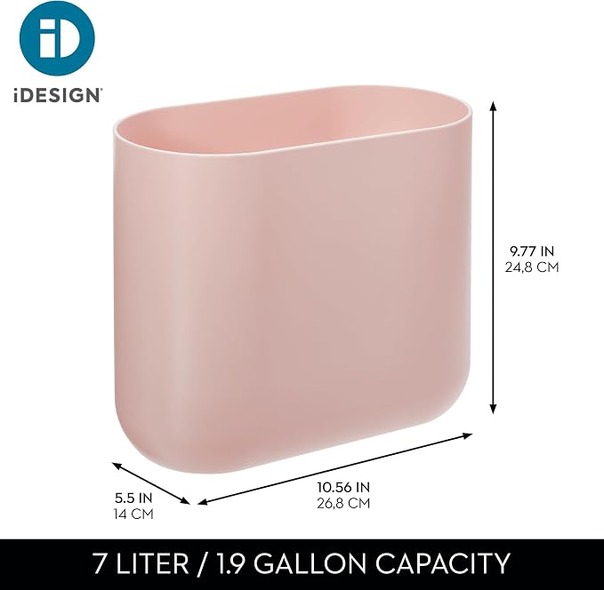 iDesign Small Slim Plastic Bathroom Trash Can - Image 3