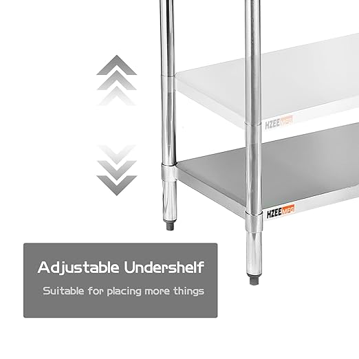 Stainless Steel Table for Prep & Work 30x48, 4ft, Commercial Heavy Duty Table with Undershelf for Restaurant, Home and Hotel Kitchen