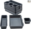 Gonice 18 PCS Black Desk Drawer Organizer Tray, Interlocking Drawer Organizers by Gonice
