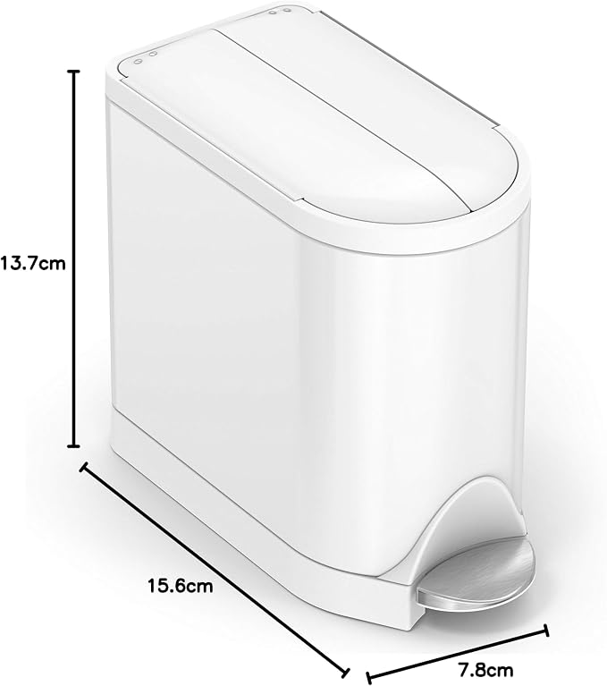 simplehuman Butterfly Step Can, 10L / 2.6 Gallon Compact Bathroom Trash Can - Image 4
