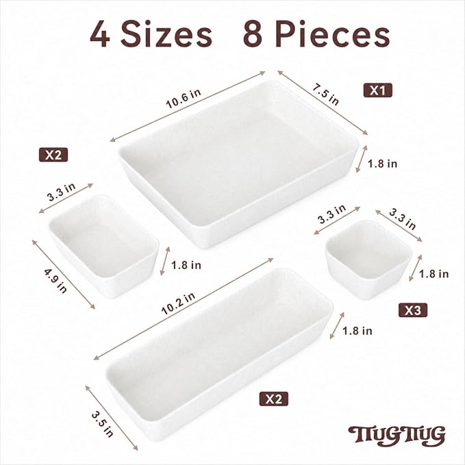 8-Piece Felt Drawer Organizer Set in 4-Sizes, Made from Eco-Friendly Material - Image 3