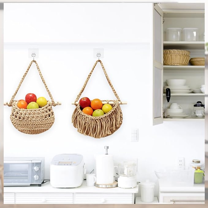 Cotton Rope Hanging Basket, 3 Tier Detachable Wall Organizer Handmade Woven - Image 6