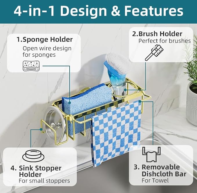 TAILI 4-in-1 Sink Caddy for Kitchen Sink - Image 6
