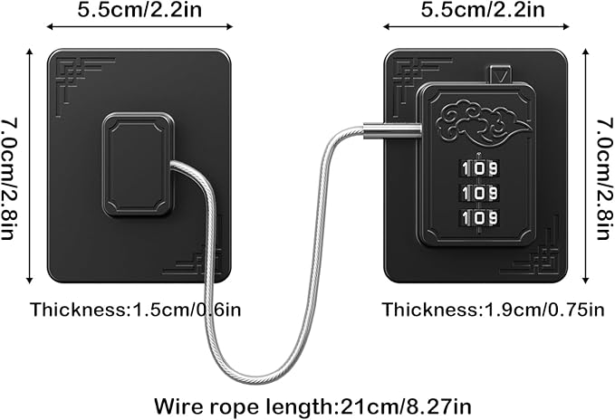 2 Pack Refrigerator Locks with 3 Digit Code, Easy Install Fridge Lock Combination, Premium Freezer Lock, Child Proof Cabinet Locks for Refrigerators, Drawers, Closets, Windows (Black)