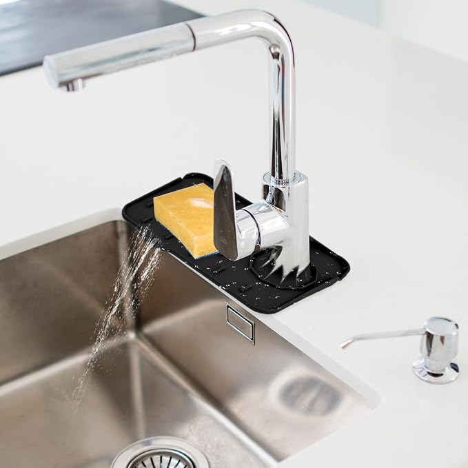 Dimeho Sink Faucet Splash Guard Mat Silicone Soap Dish Pad Faucet Handle Drip - Image 6
