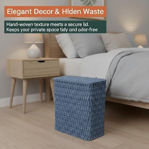 Coeusy 3 Gallon Paper Rope Bathroom Trash Can, Small Wicker Trash Cans - Image 7