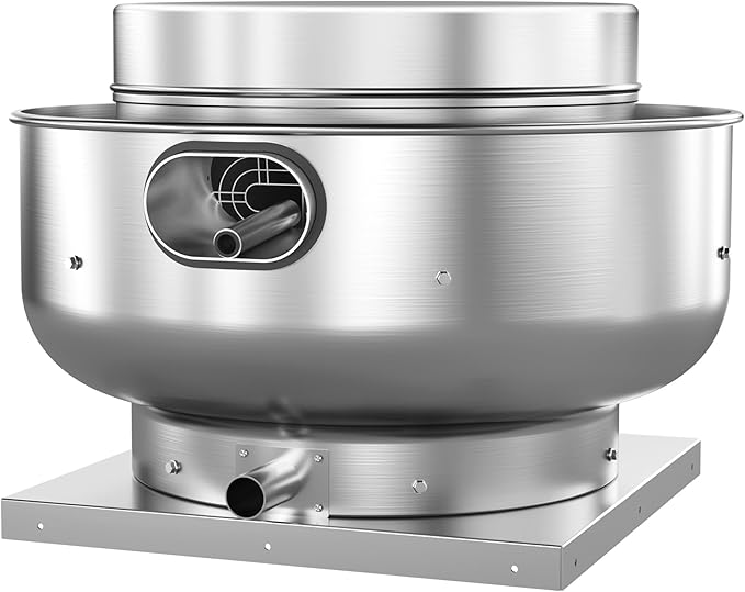 Restaurant Hood Grease Rated Exhaust Fan- Food Truck High Speed Direct Drive Centrifugal Upblast Exhaust Fan 0.25HP 110 Volt Single Phase Motor 1500-1700 CFM