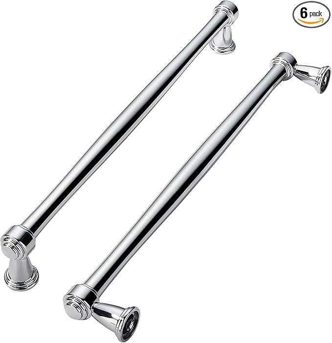 khtumeware 6 Pack 10 Inch(256mm) Vibrant Polished Chrome Cabinet pulls Kitchen Cabinet Handles Kitchen Cabinet Hardware for Cupboard Drawer Handles Dresser Pulls