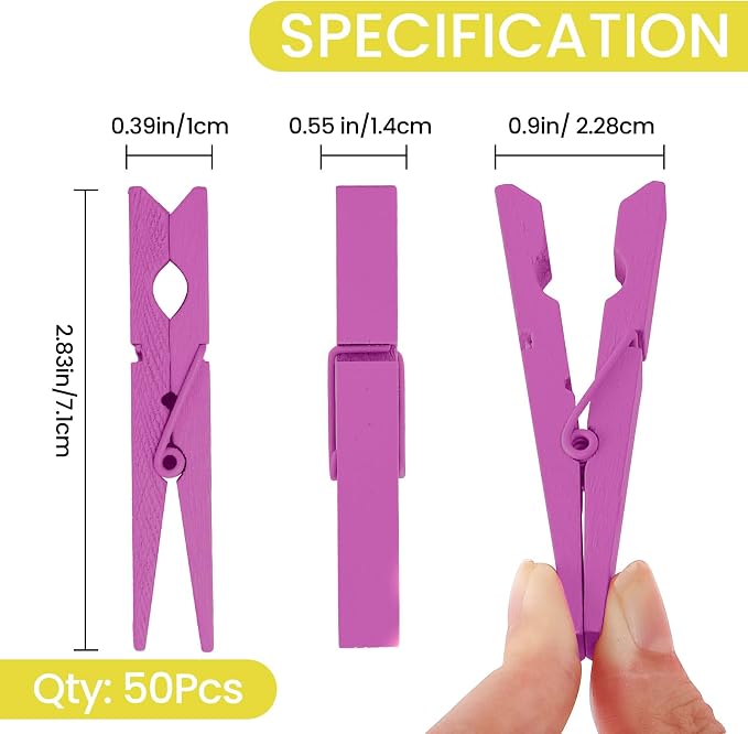 50PCS Colored Wooden Clothespins 2.9 Inch Color Clothes Pins - Image 7