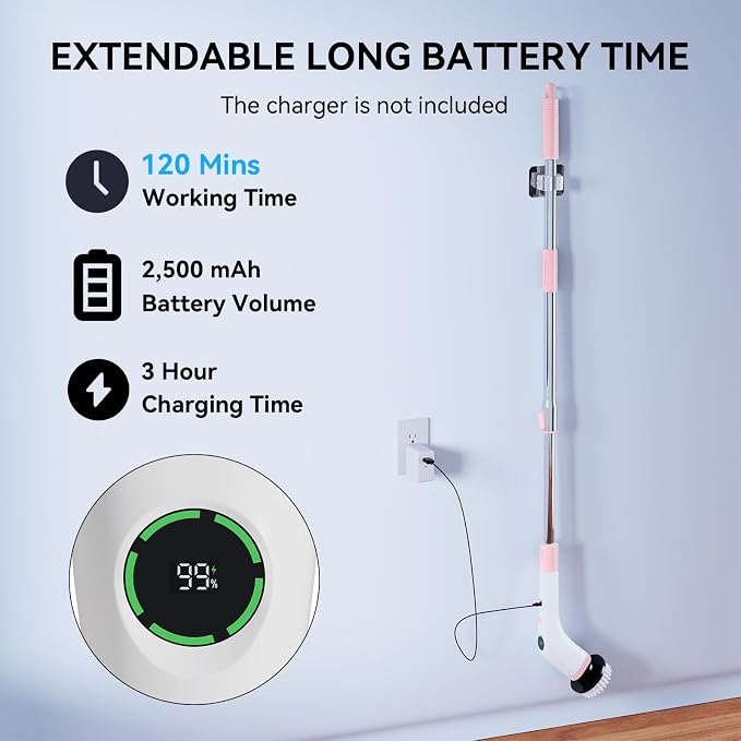 Electric Bathroom Cleaning Brush Cordless Shower Scrubber SD-CTB01 | Spin - Image 6