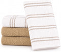 Kitchen Towels Set of 4, Cotton Waffle Weave Dish Towels, 2 Solid & 2 Striped by MosJos