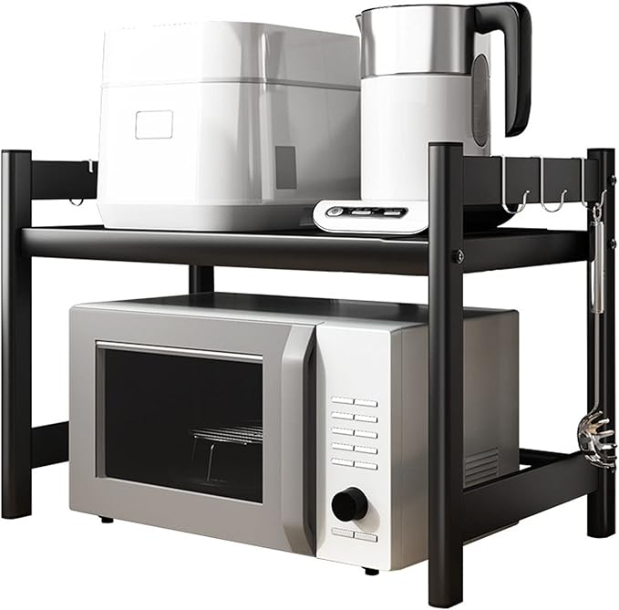 Microwave Storage Rack Microwave Oven Rack, 2 Tier Kitchen Countertop Storage Shelf Free Standing Toaster Organizer Metal Baker Workstation Shelving Stand/Teles, Fi*ed