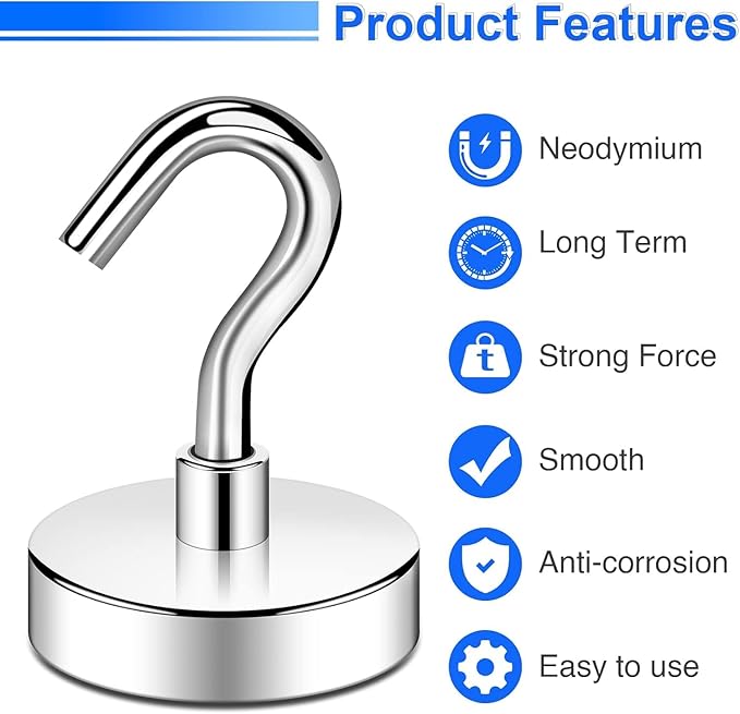 DIYMAG Magnetic Hooks, 85lbs Heavy Duty Magnets - Image 2