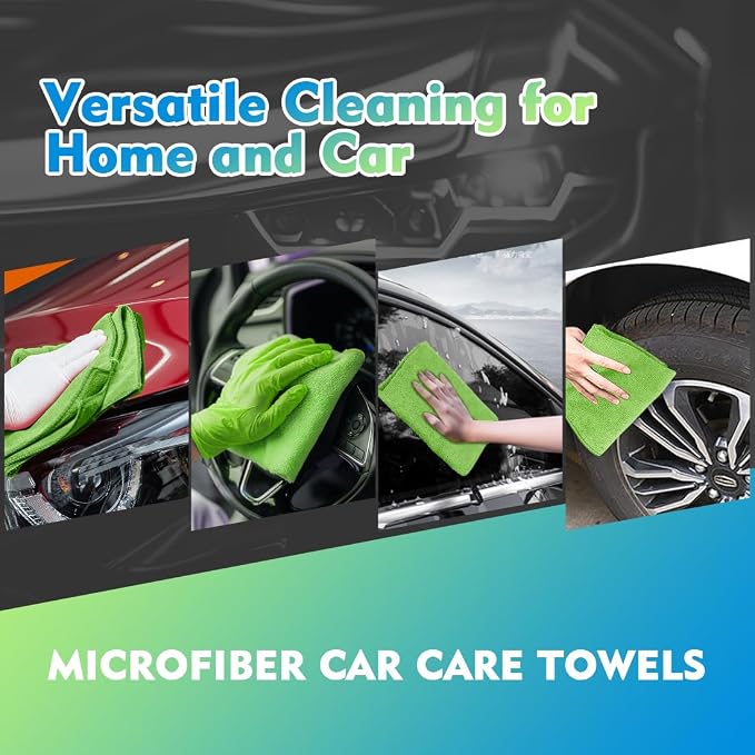 HOMEXCEL Green Microfiber Cleaning Cloth 20 Pack 11.5 x 11.5 Inch Microfiber - Image 4