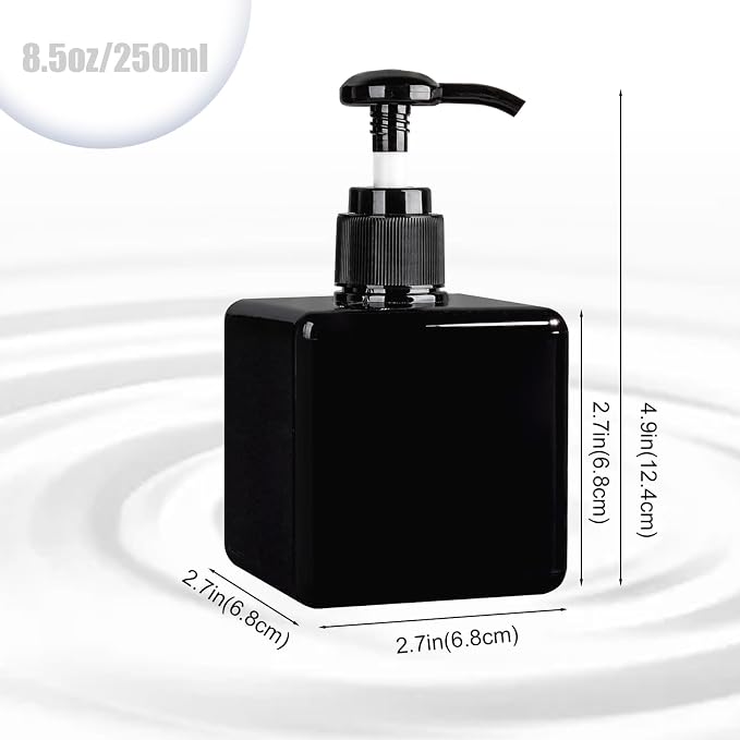 Refillable Lotion Soap Dispenser Plastic Pump Bottle 8.5oz Black 2 Pack | - Image 5