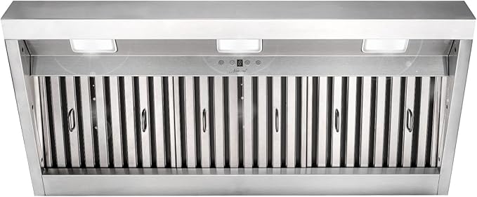 Akicon Range Hood Insert 42 Inch, 1200 CFM Built-in Kitchen Hood with 4 Speeds, Ultra-Quiet Stainless Steel Ducted Vent Hood Insert with Dimmable LED Lights and Dishwasher Safe Filters