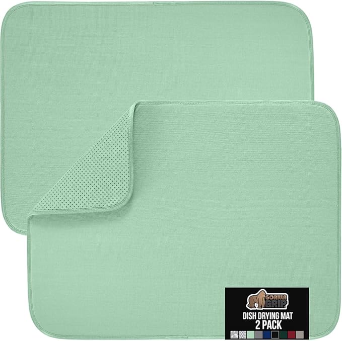 GORILLA GRIP Ultra Water Absorbent Microfiber Dish Drying Mat, 2 PK, Slip by Unknown