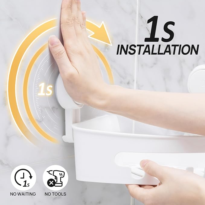 LEVERLOC Corner Shower Caddy Suction Cup, shower shelves suction cup - Image 2