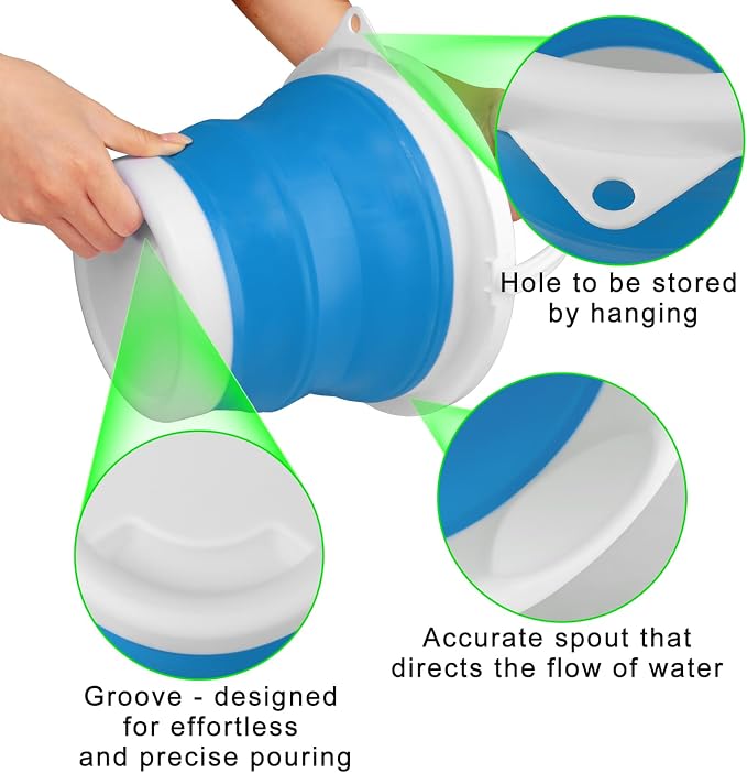 Collapsible Mop Bucket and Ice Bucket-5L Household Cleaning Silicone Dust Mops - Image 5