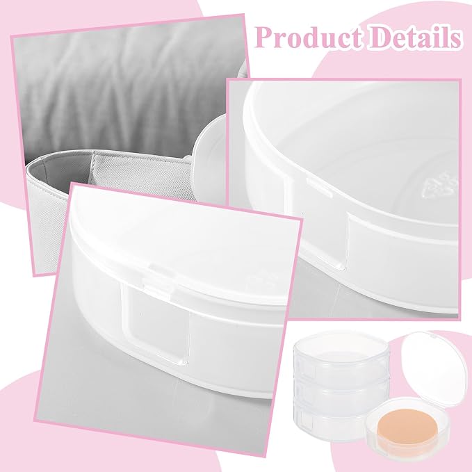 Qianyu 4 Pcs Plastic Cosmetic Cotton Pads Container, Portable Round Holder - Image 5
