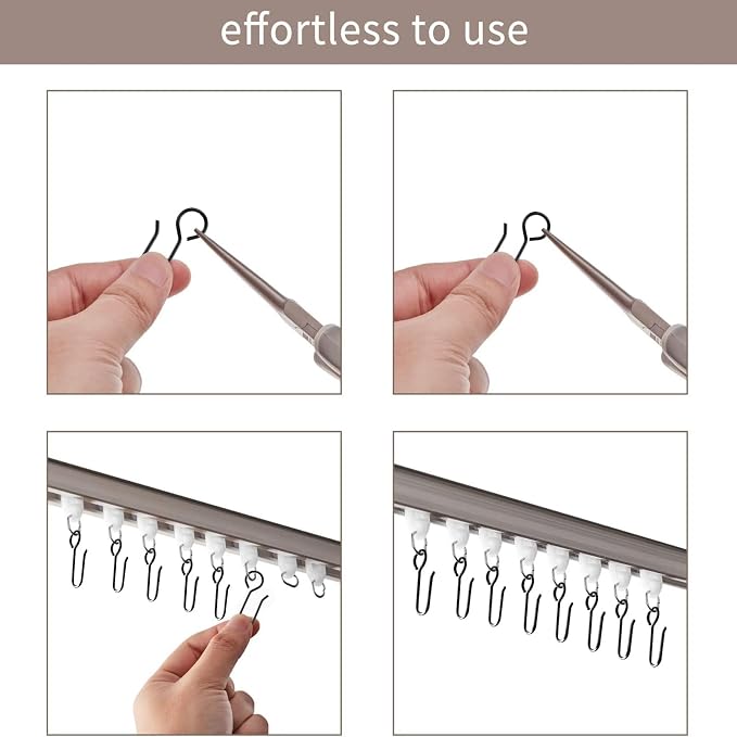 Jetec 60 Pcs Metal Curtain Track Hooks S Shaped - Image 3