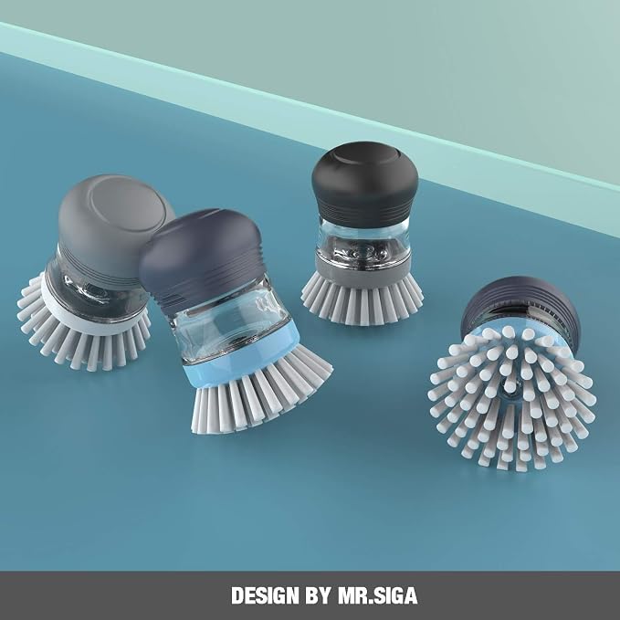 MR.SIGA Soap Dispensing Palm Brush, 2 Pack, palm scrubber, palm scrub brush - Image 4