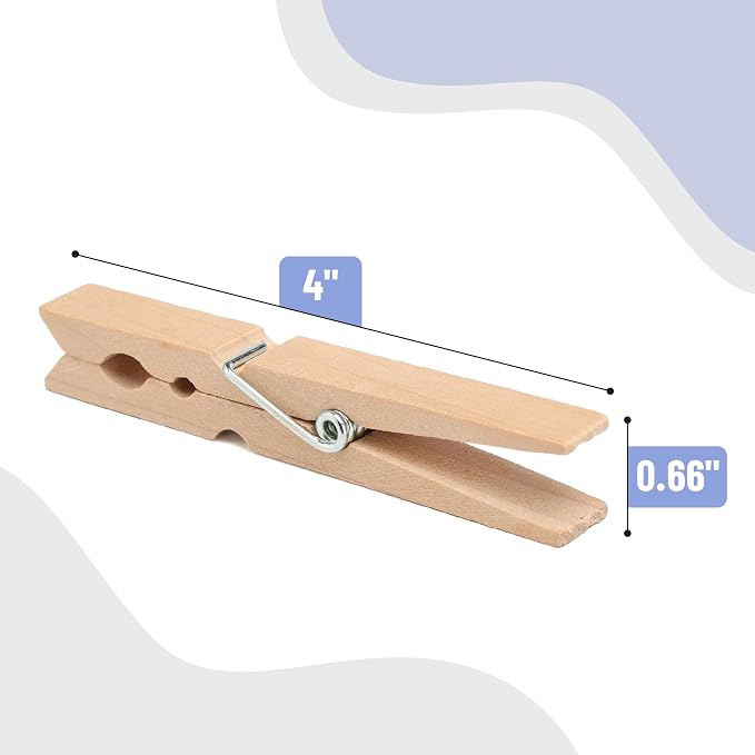 Mr. Pen- Large Wooden Clothes Pins, 4 Inch, 100 Pack, Heavy Duty Natural Wood - Image 3