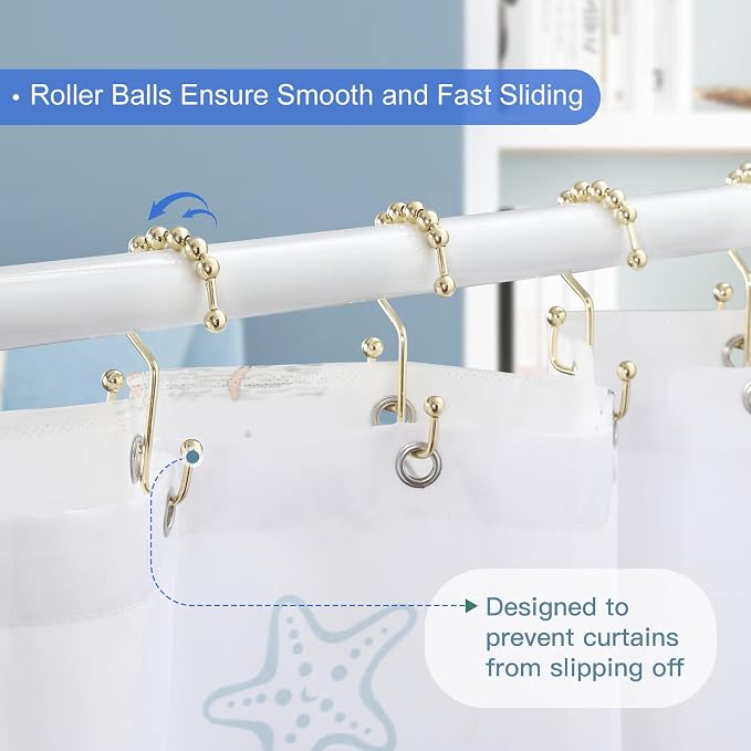 Shower Curtain Rings, SUTINE Shower Curtain Hooks, Stainless Steel Gold Shower - Image 4