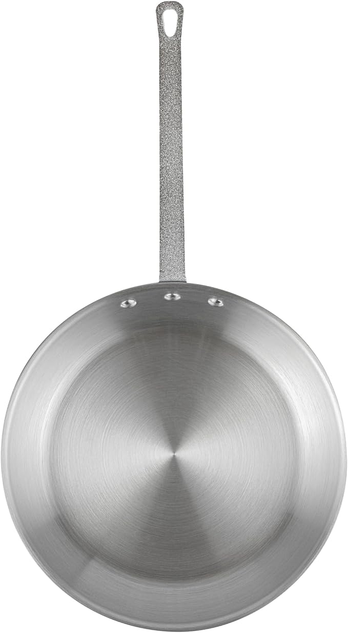 Restaurantware-Met Lux 12 Inch Fry Pan, 1 Durable Frying Pan - Satin Finish, Triple-Riveted, Silver Aluminum Cooking Skillet, For Searing, Sautéing, And Browning Food