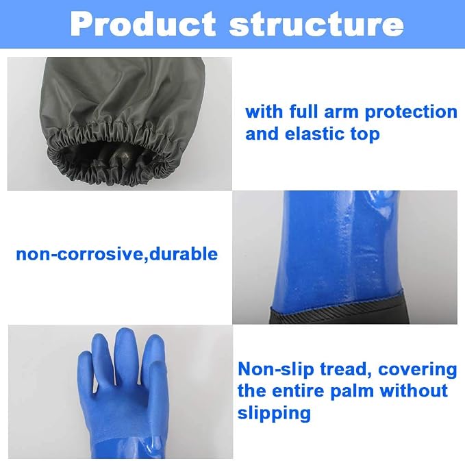 Haiou 25" Long Rubber Gloves for Waterproof Pond Gloves for Cleaning -Large | - Image 3