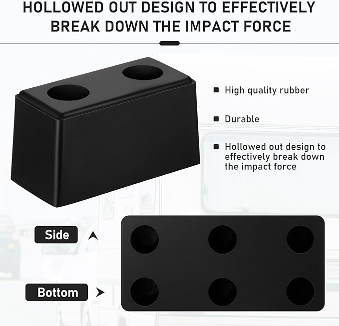 Flutesan 8 Pcs Rubber Bumper Pads 6 x 3 x 3.15 Inch Dock Bumpers Automotive Blocks Rubber Bump Stop Black Guards Dock Buffer for Truck and Trailer Protection, Equipment and Delivery Bays