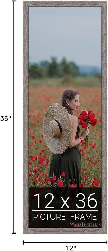 wallsthatspeak 12x36 Gray Barnwood Picture Frame for Puzzles Posters Photos or Artwork