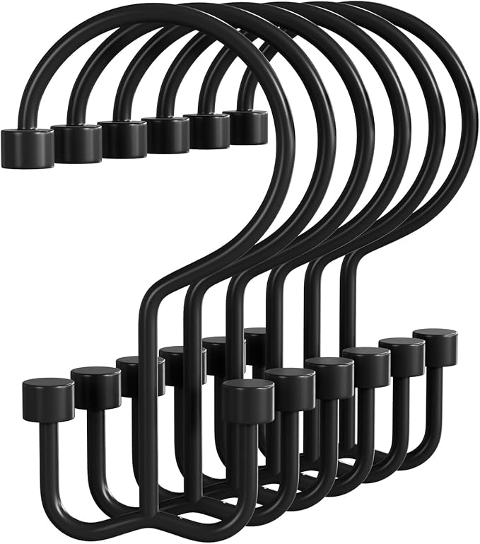 Bathway Shower Curtain Hooks Matte Black Shower Curtain Rings, Metal Shower by Bathway