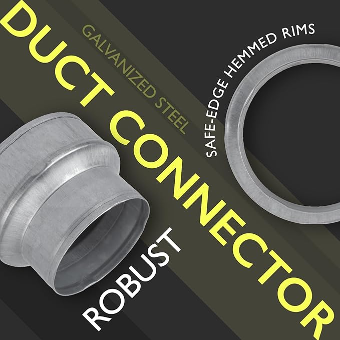 5" to 4" Inch Duct Pipe Adapter - Galvanized Steel HVAC Ducting Reducer for Ventilation - PVC Pipe, Hose Coupler - Heavy Duty Exhaust, Air Conditioner Fittings - Vent Flange Connector