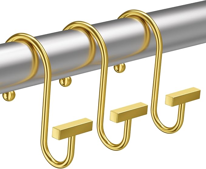 Muted Gold Shower Curtain Hooks, Bathway Shower Curtain Rings Rust Proof by Bathway