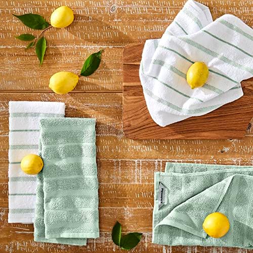 KitchenAid Albany Kitchen Towel 4-Pack Set, Pistachio/White - Image 2