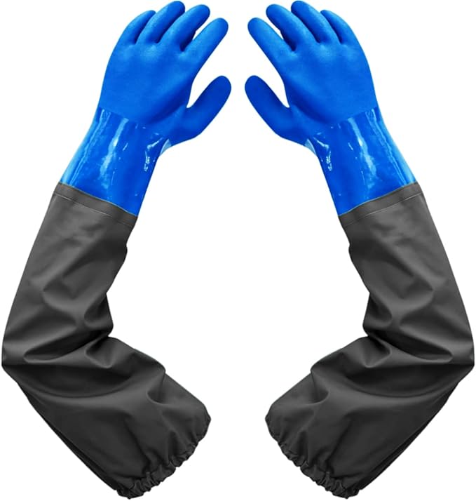Haiou 25" Long Rubber Gloves for Waterproof Pond Gloves for Cleaning -Large | by Haiou