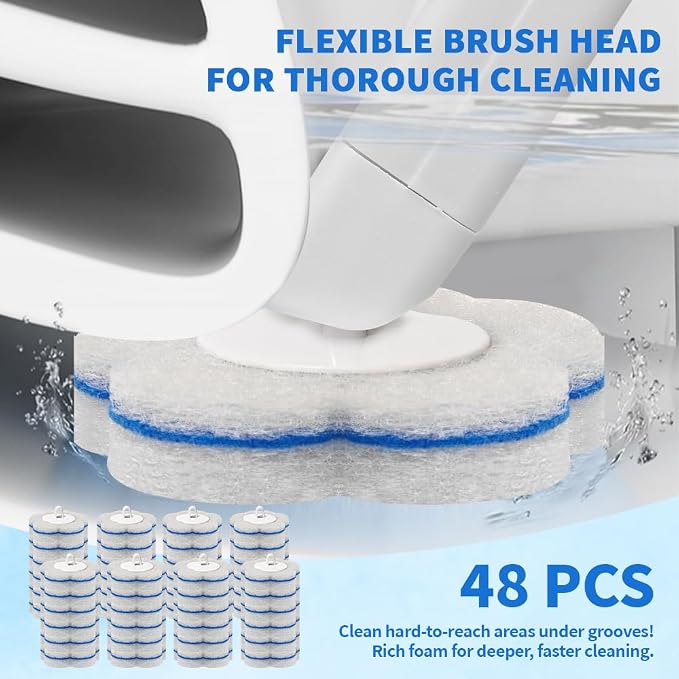 48 Count Disposable Toilet Brush Refill Pads, Disposable Toilet Bowl Wand - Image 6