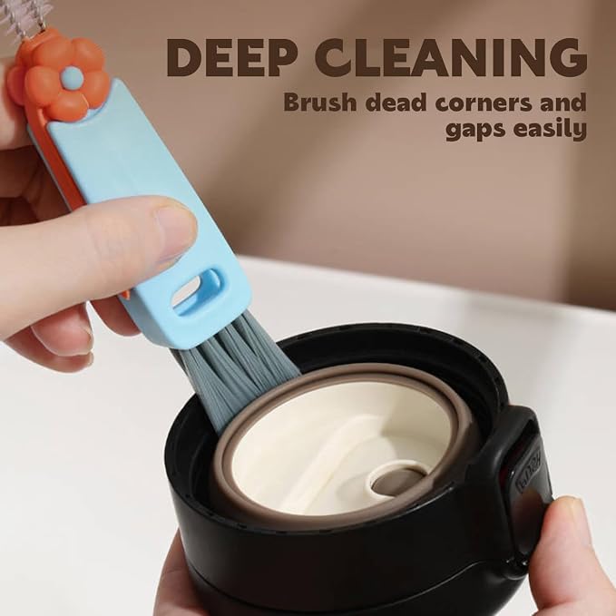 HRXFOZ 3-in-1 Cup Lid Cleaning Brush Set, and Corner Brushes, Plastic Nylon - Image 5