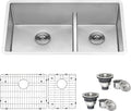 Ruvati 36-inch Low-Divide Undermount kitchen Sink - 60/40 Double Bowl kitchen Sink - 16 Gauge Stainless Steel Kitchen Sink with Brushed Finish, Easy-to-Clean, Undermount Sink - RVH7417