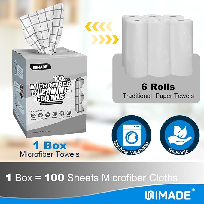 UNIMADE Microfiber Cleaning Cloths, 100 Sheets Kitchen Towels & Dish Cloths - Image 3