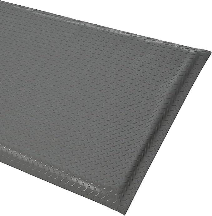 Anti Fatigue Mats Industrial 3' x 5' 15/16" Thick Ergonomic Standing Mat Commercial Kitchen Mat Heavy Duty Diamond Plate Cushioned Shop Floor Mats Helps Relieve Back and Leg Soreness, Grey