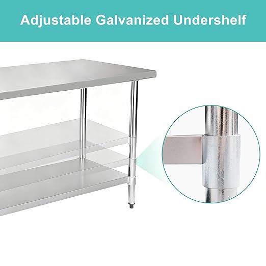 COOLCHEF Stainless Steel Work Table 18 x 24 Inch, NSF Commercial Prep Table with Undershelf, Heavy Duty Food Prep Workstation