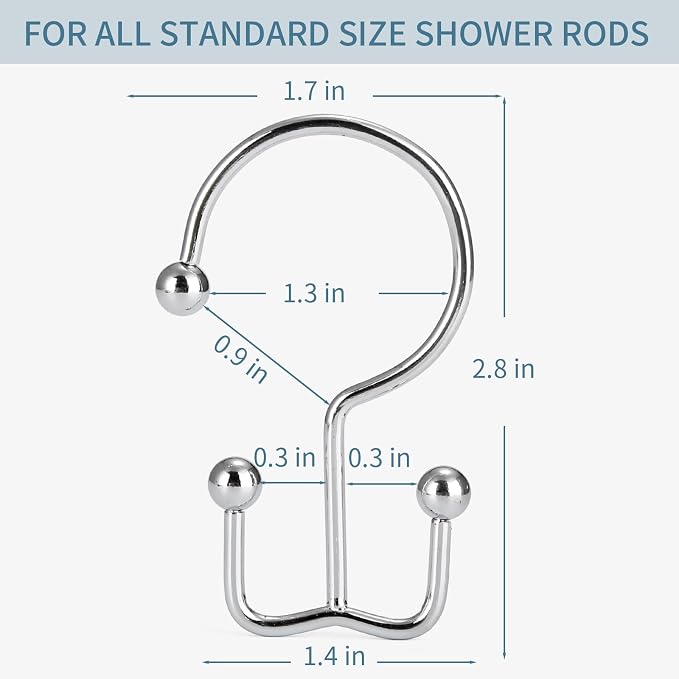 Shower Curtain Hooks, Durable Rust Proof Silver Shower Curtain Hooks, Shower - Image 5