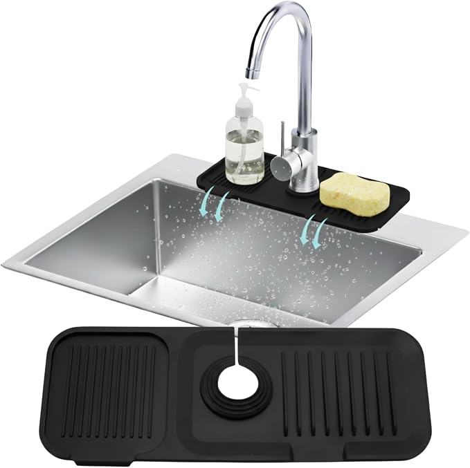 14.6” Silicone Faucet Mat For Kitchen Sink, Kitchen Sink Splash Guard Behind by LindasEssentials