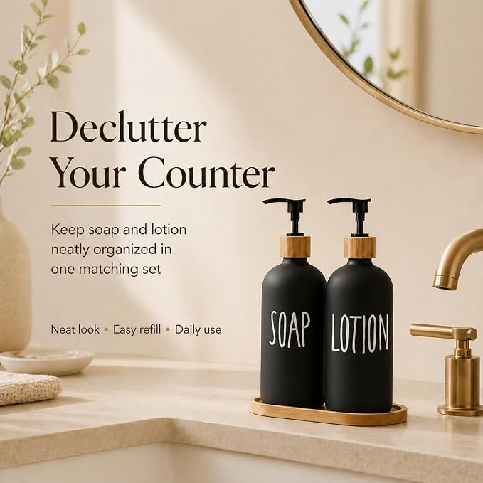 Dish Soap Dispenser for Kitchen, Glass Hand Soap Dispenser, Modern Farmhouse - Image 3