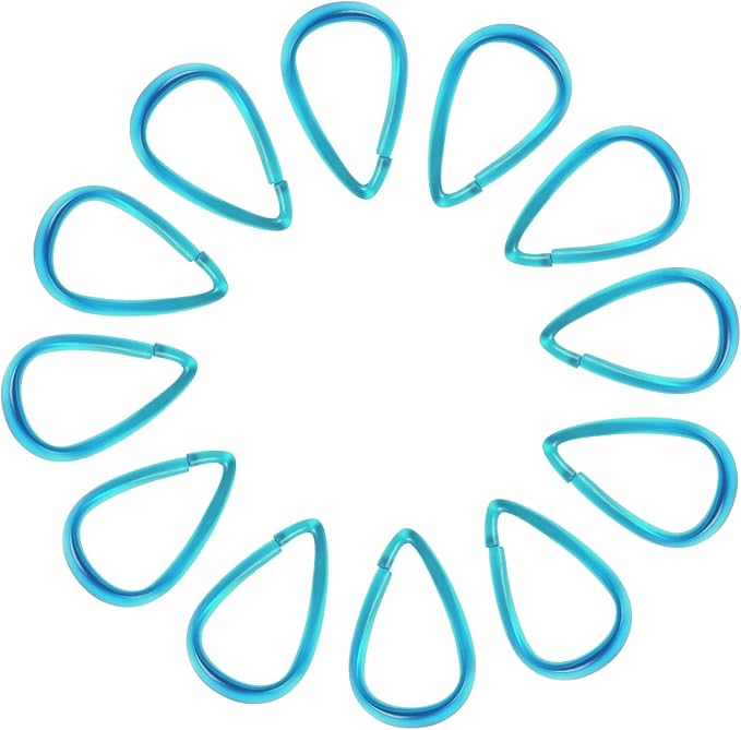 Top-spring Turquoise Shower Curtain Hooks 12Pcs Drop Shaped Hooks Shower - Image 8
