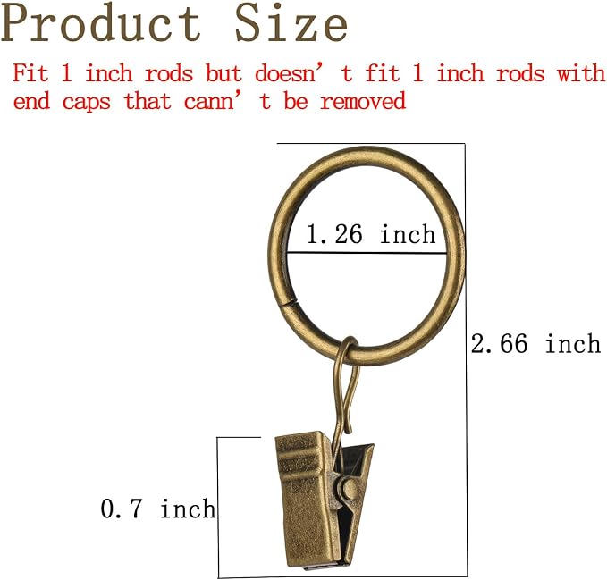 40 Pack Curtain Rings with Clips, Window Clip Rings Curtain Hooks Hangers Clip - Image 2