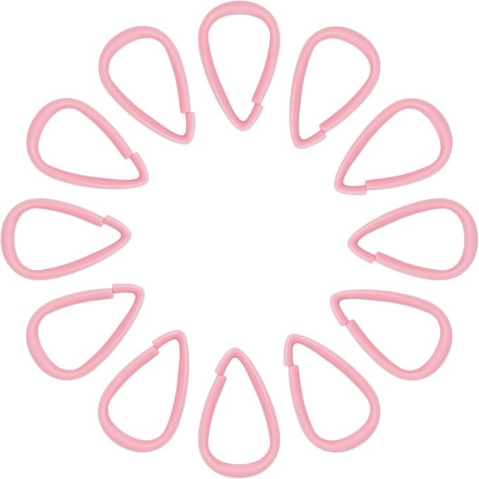 Top-spring Pink Shower Curtain Hooks 12Pcs Drop Shaped Hooks - Image 8