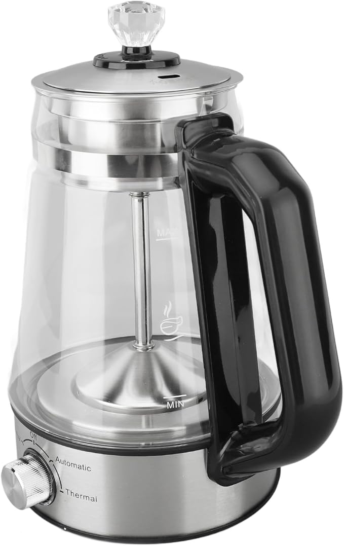 Electric Kettle, 1.2L Transparent Glass Electric Heat Preservation Electric Tea Kettle Tea Kettle Electric with Steam Spraying for Home Office